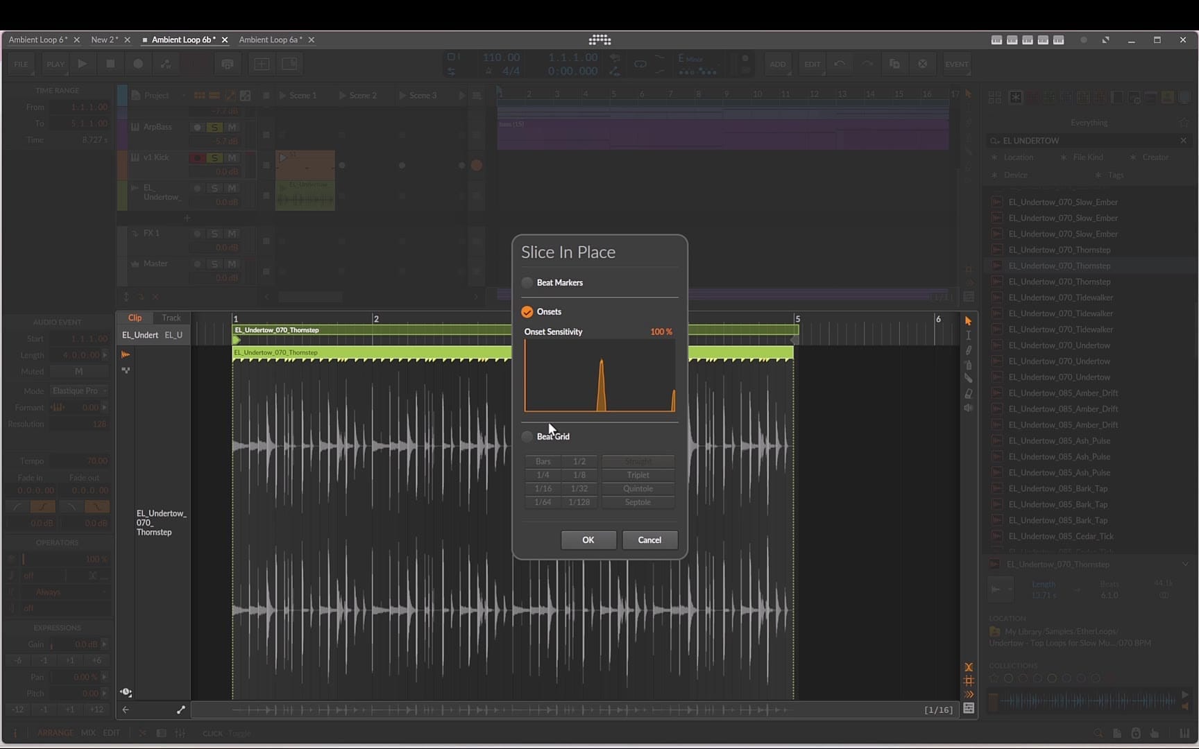 Optional: Slice in Place along the beat grid, then keep only the slices you like.